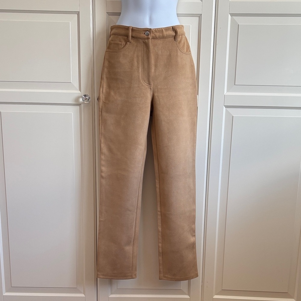 Aritzia Wilfred Camel Faux Suede Straight Leg Pants Size 6 - Picture 8 of 16